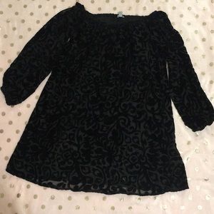 Ecoté, Black Velvet Off the Shoulder Dress